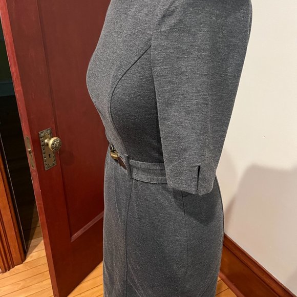 Banana Republic Belted Sheath Dress, Grey, Size 8 - Picture 4 of 5